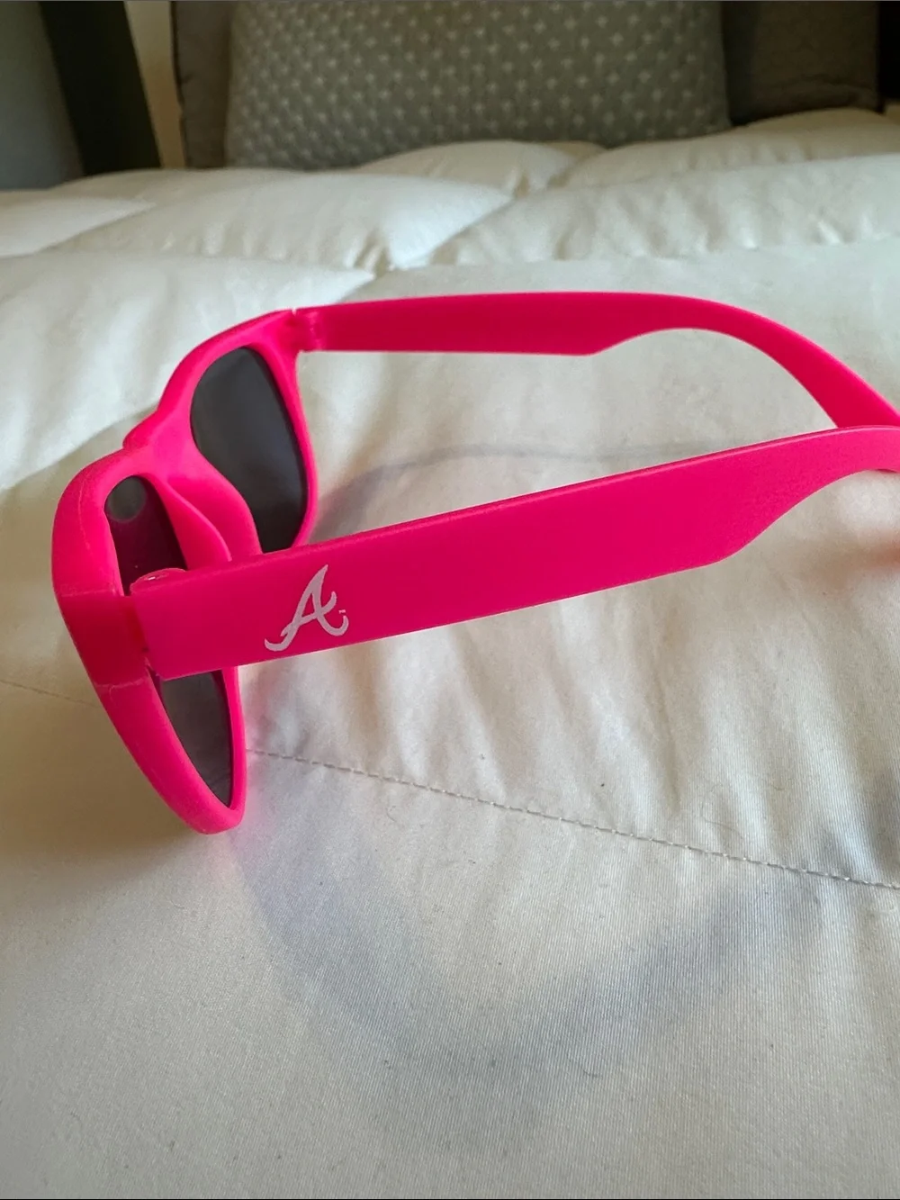 Neon Pink Atlanta Braves Sunglasses with Dark Lenses